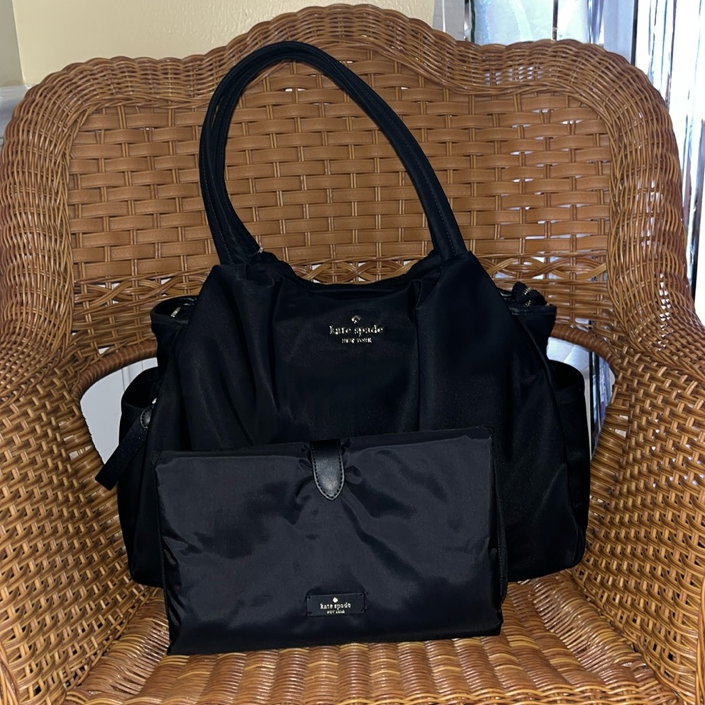 ♠️kate spade Chelsea Nylon Baby Bag, Black NWT - Picture 8 of 16